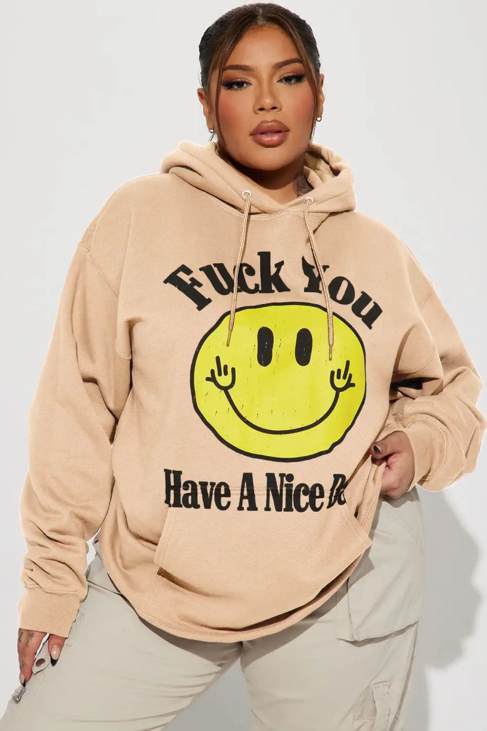Fuck You Have A Nice Day Hoodie - Taupe