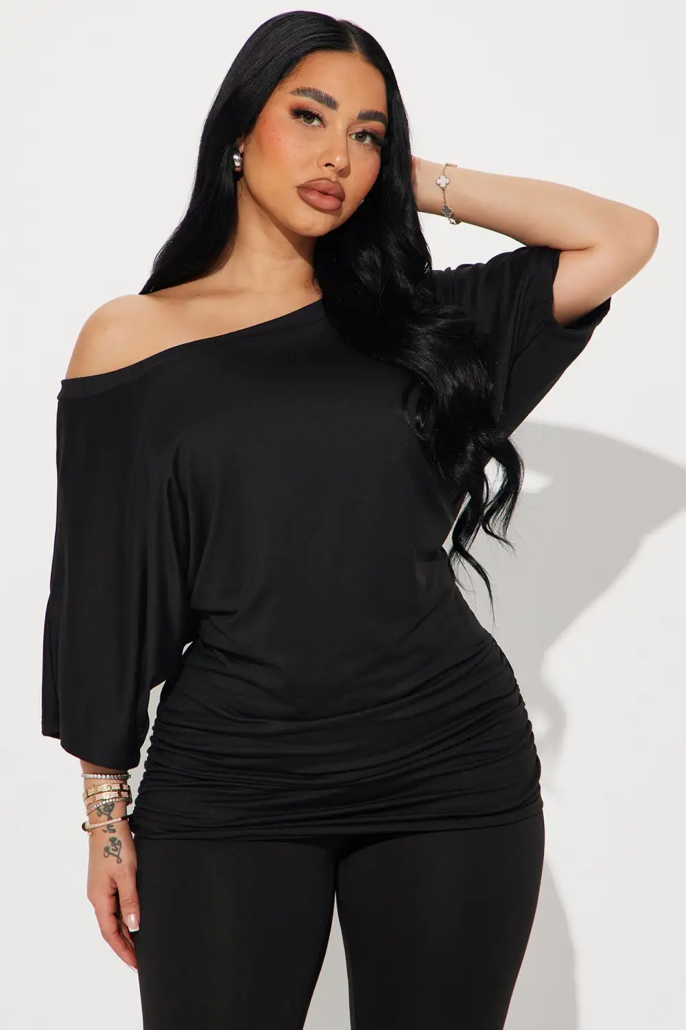 Camila Short Sleeve Legging Set - Black