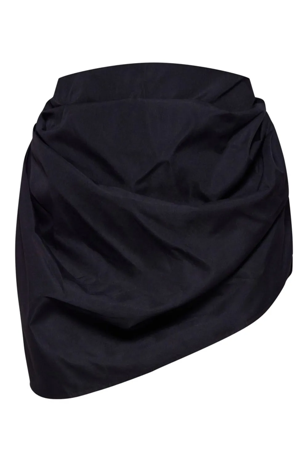 Black Gathered Mini Skirt