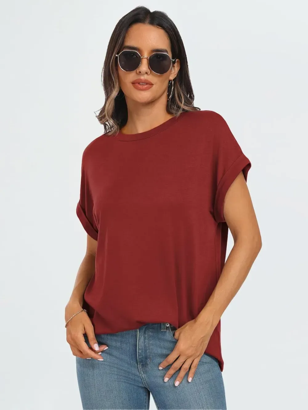 AUTOMET Women Tops Casual Basic T Shirts Loose Fit Crewneck Short Sleeve Summer Outfits