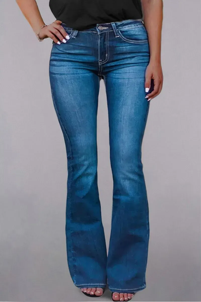 Zip Fly Mid Waist Bootcut Jeans