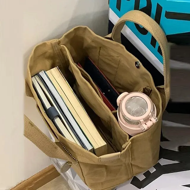 Women's Girls' Tote Tote Canvas Tote Bag Canvas Outdoor Shopping Daily Solid Color Pink khaki