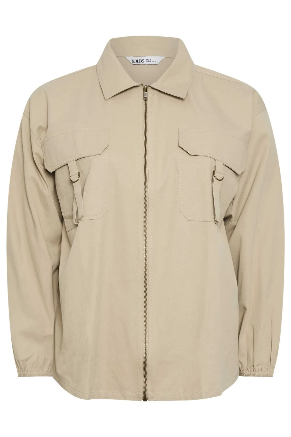 YOURS Curve Stone Brown Utility Bomber Jacket