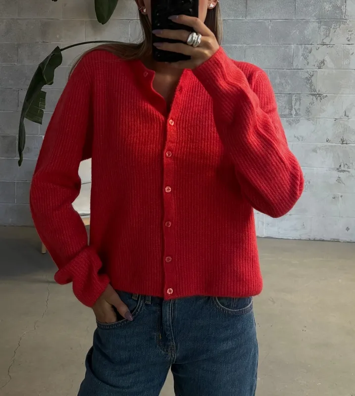 Cozy Ribbed Button Front Cardigan