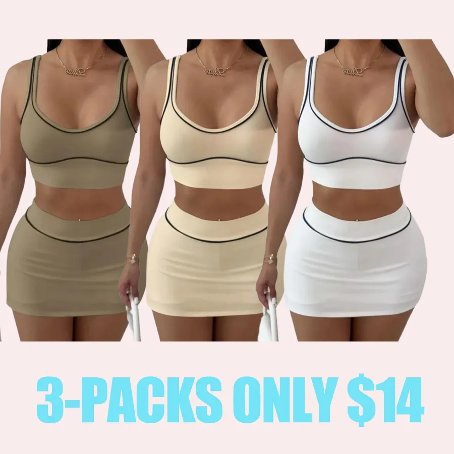 Two-piece Set Women's  Crop Tank Top & Skirt