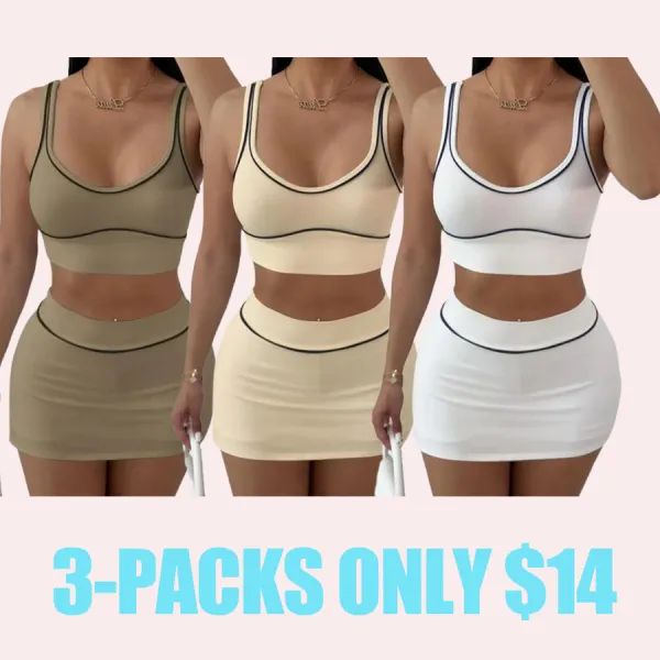 Two-piece Set Women's  Crop Tank Top & Skirt