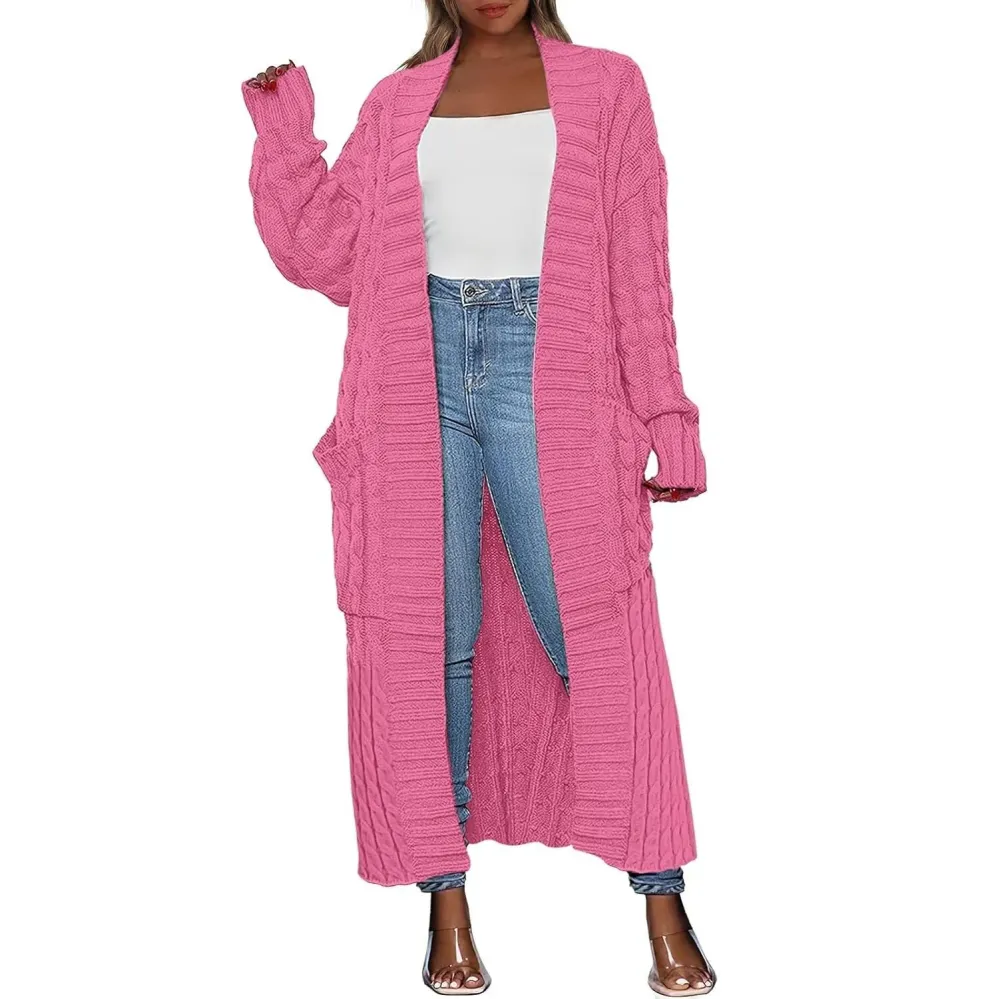 🔥Women's Long Cardigan 2025 Oversized Coat Long Sleeve Open Cardigan Knitted Extra