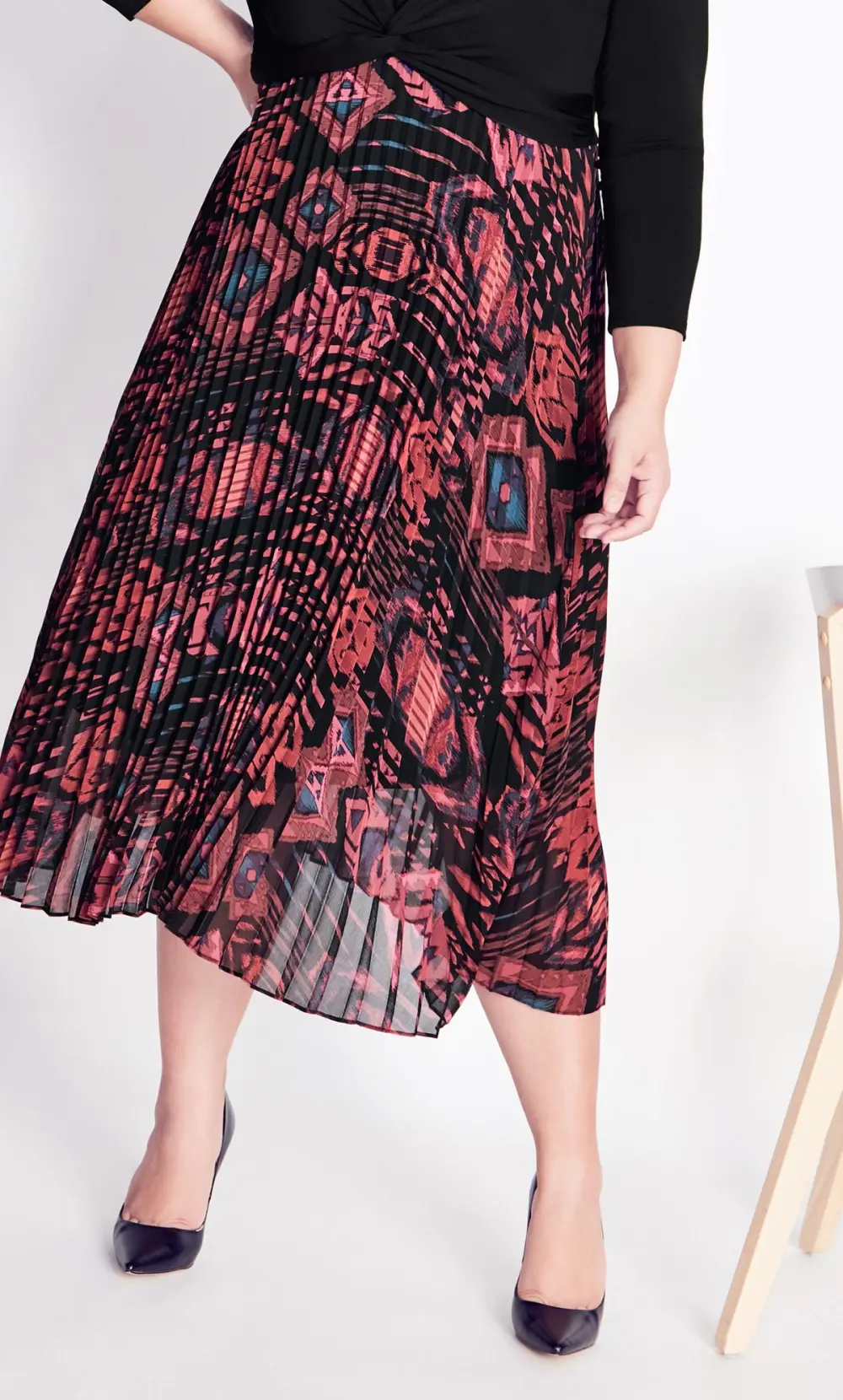 Evans Black & Pink Aztec Print Wrap Dress