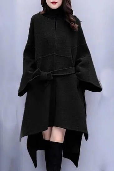 Oversized Solid Mid Length Cape Coat