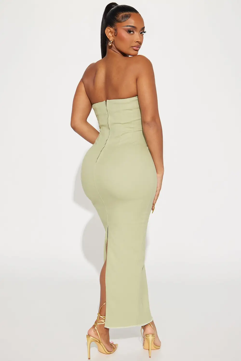 Cayleigh Denim Maxi Dress - Sage