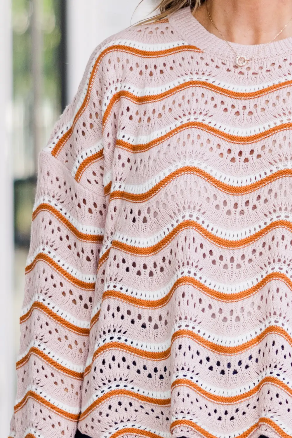 Wavy Comfort Sweater, Cream - Brown