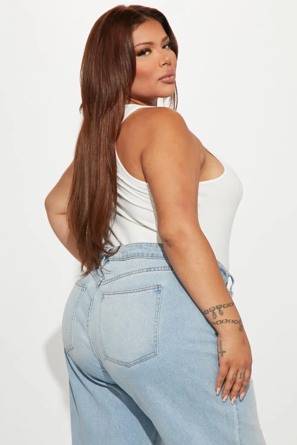 Davina Basic Tank Bodysuit - White