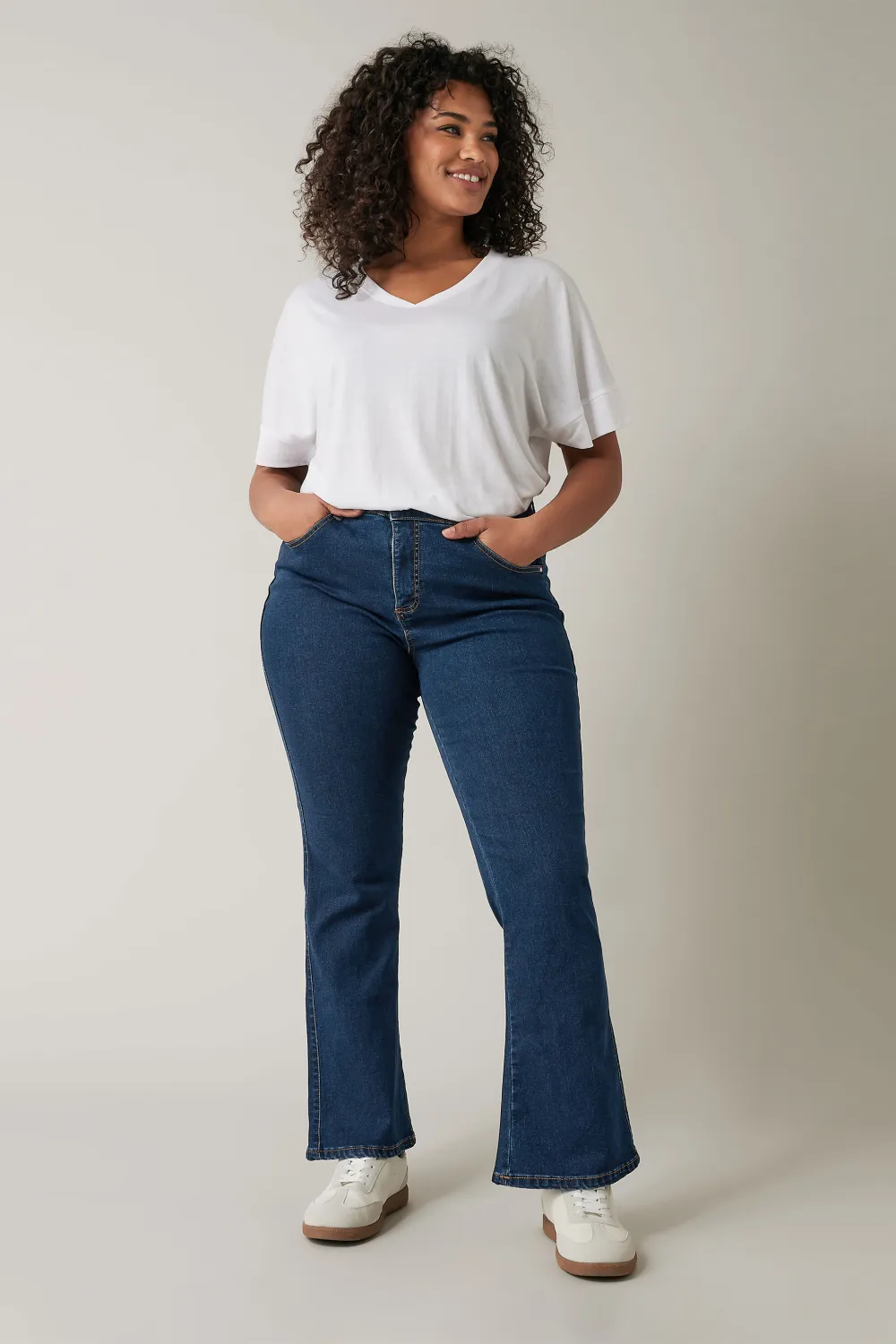 EVANS Curve Mid Blue Denim Bootcut Jeans
