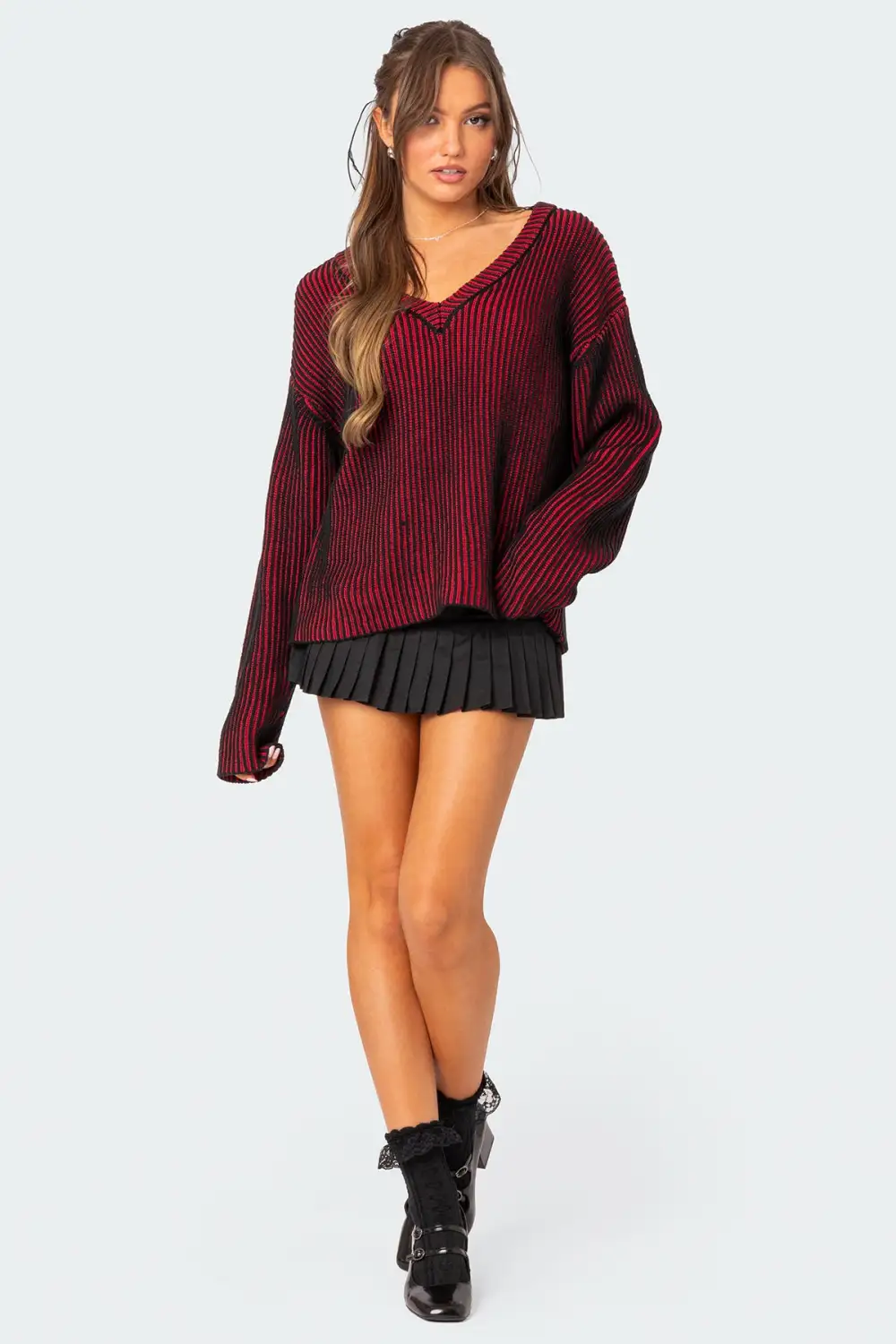 Contrast Texture Oversized Sweater