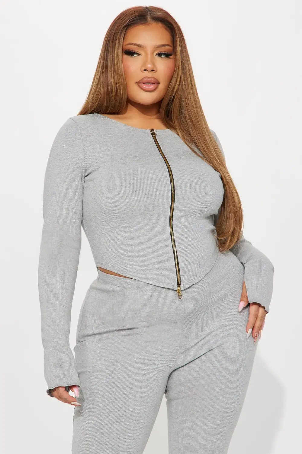 Eliza Snatched Pant Set - Heather Grey