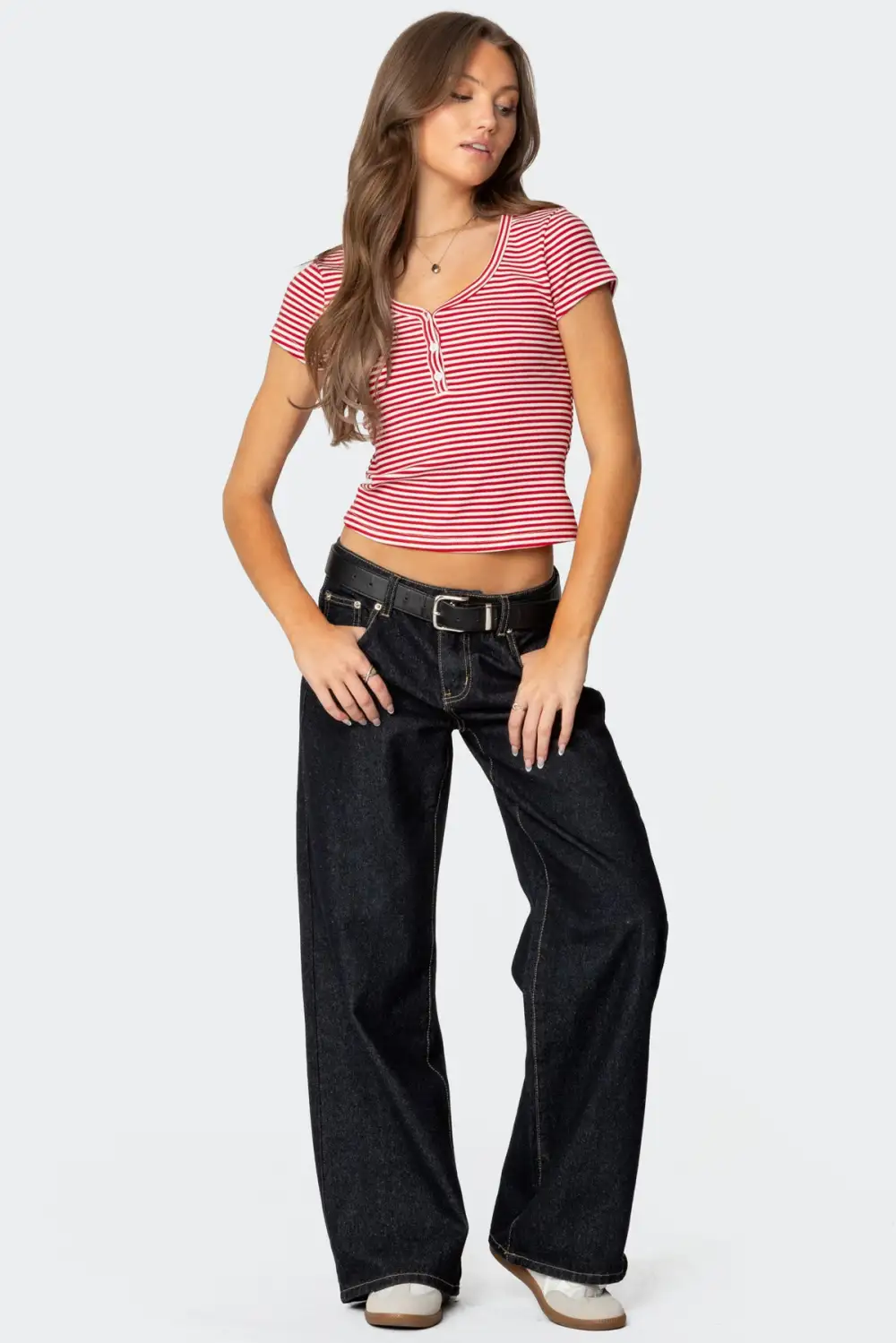 Kady Striped Henley T Shirt