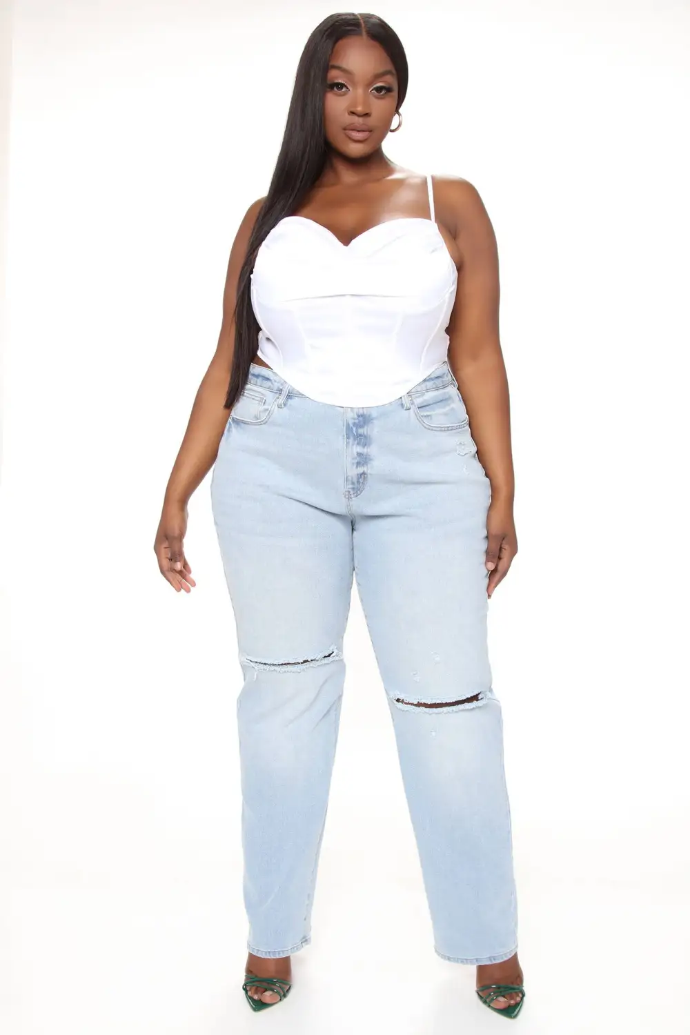 Special Memory Satin Corset Top - White