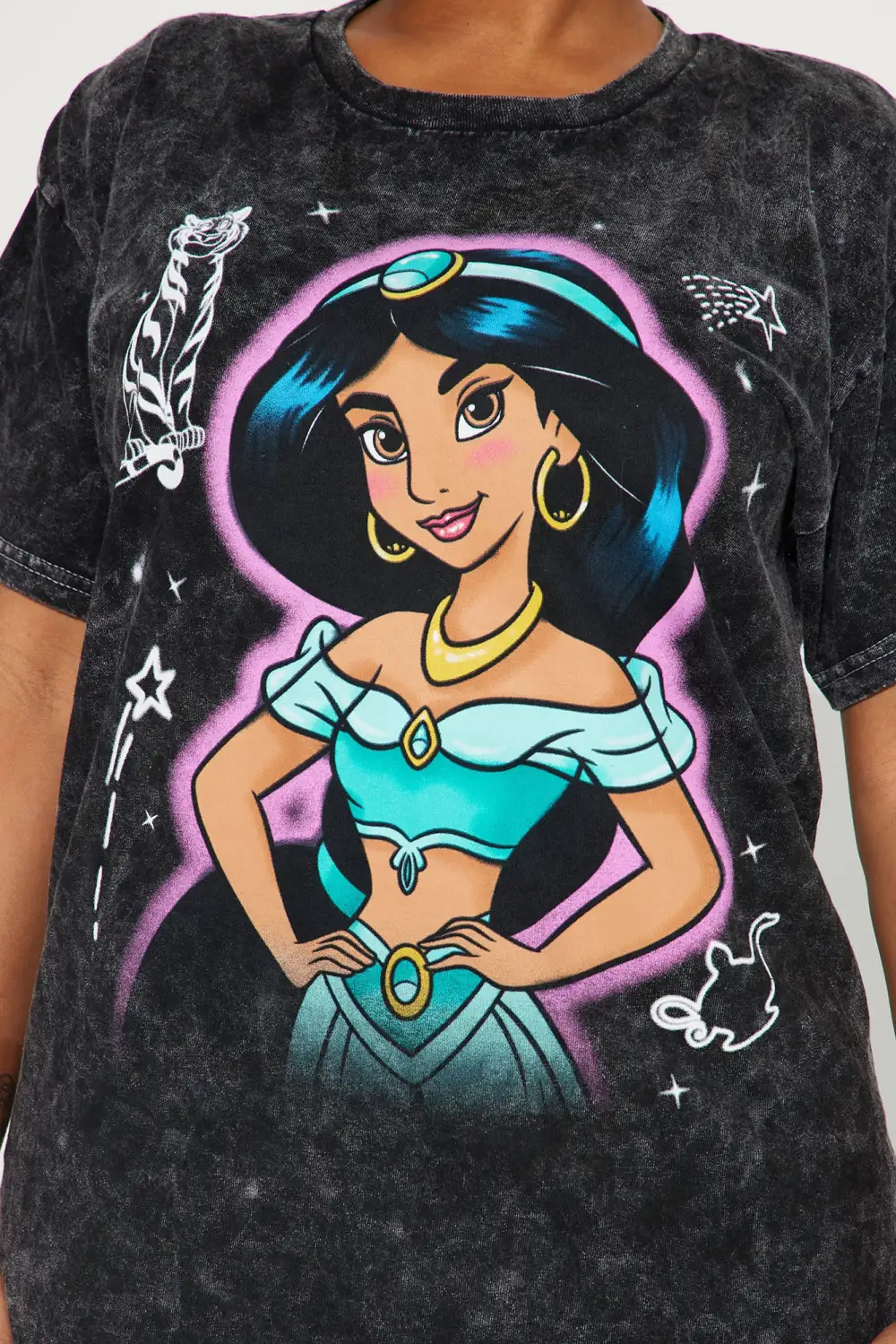 Princess Jasmine Graphic Tee - Black Wash