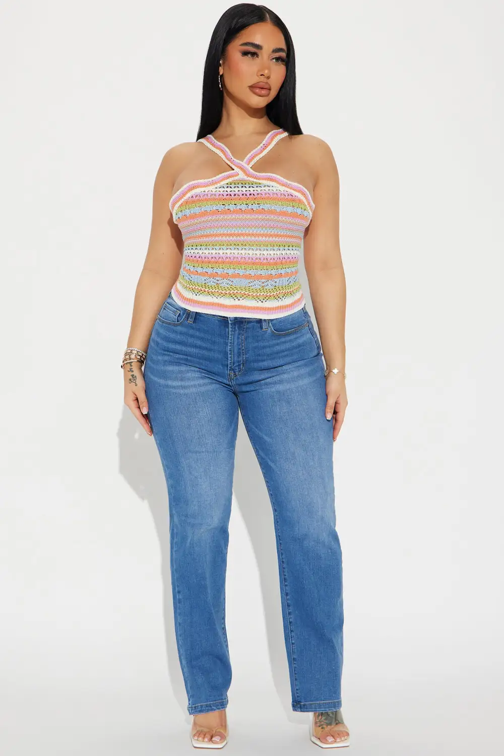 Spring Feeling Crochet Sweater Top - Pink/combo