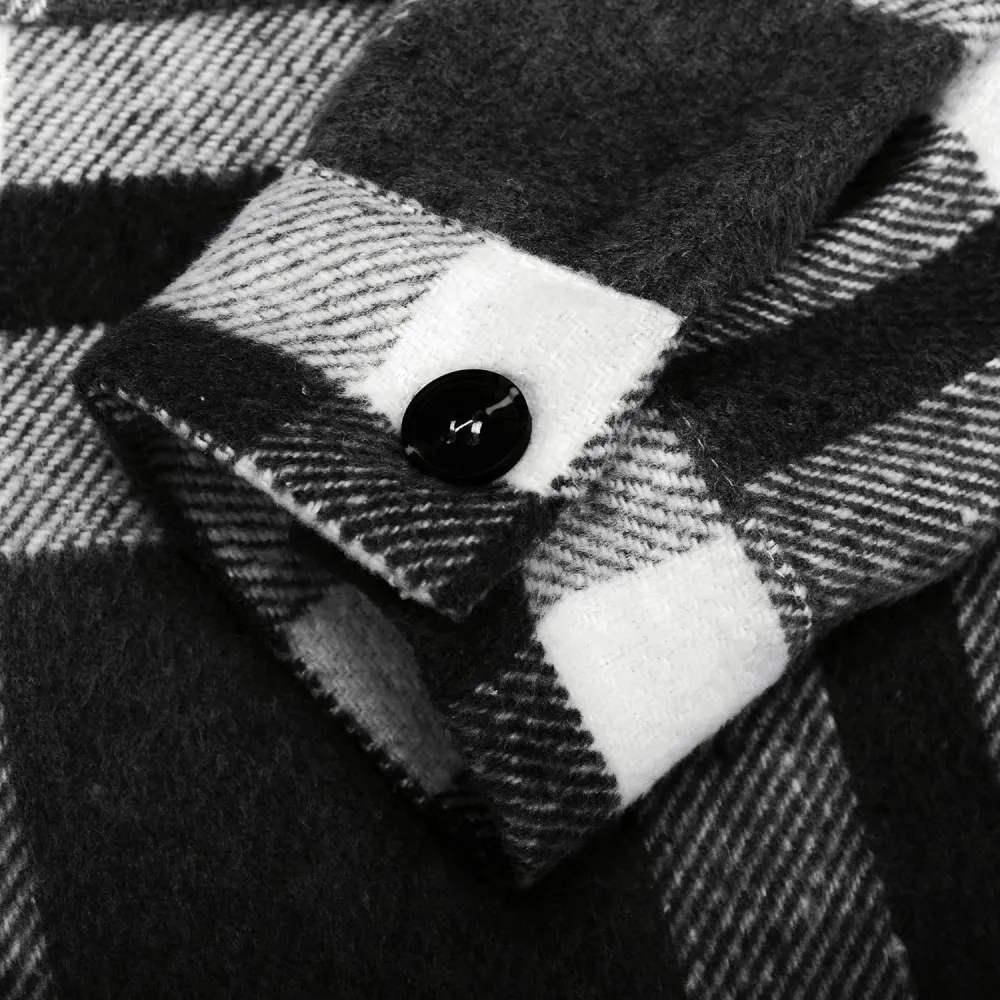 Women's Flannel Plaid Shacket Long Sleeve Button Down Chest Pocketed Shirts Jacket Coats