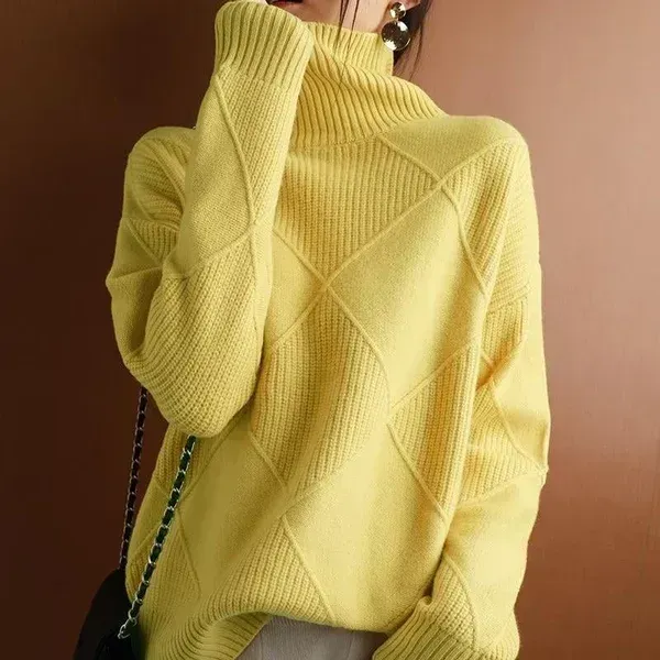 ??Loose Cashmere Turtleneck Sweater Cardigan-FREE SHIPPING