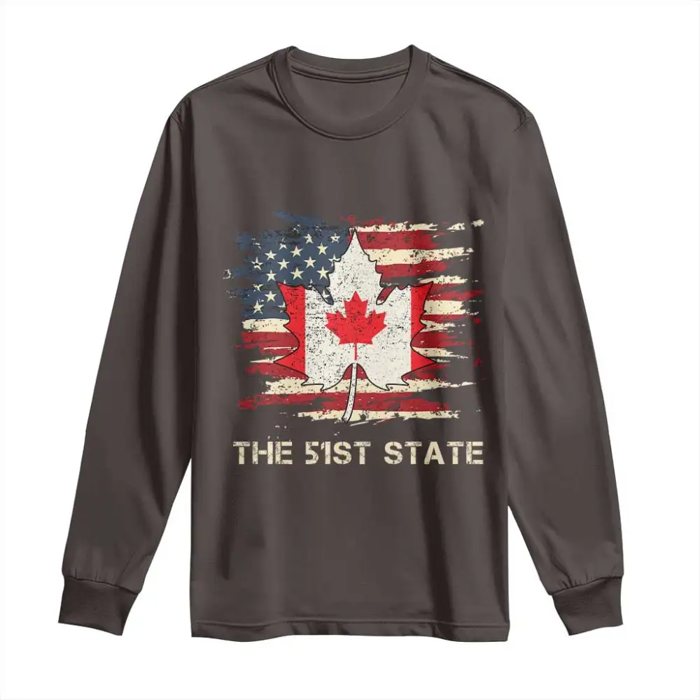 Canada The 51st State Long Sleeve Shirt Canadian Maple American Flag TS09