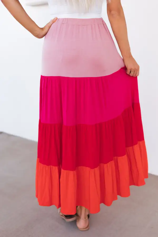 Minimal Maxi High Waist Tiered Skirt