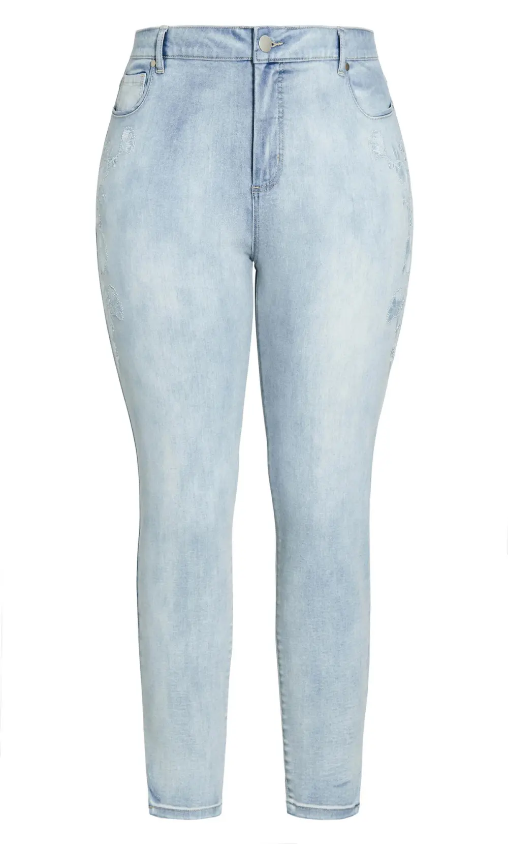 Evans Blue Mid Wash Denim Suri Embroidered Jean