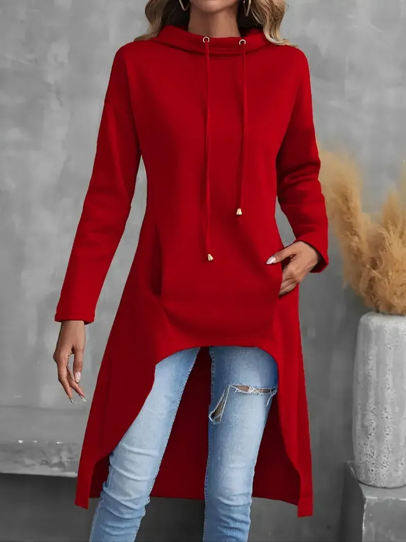 💕Valentine's Day Sale💕Long Sleeve Solid Color Casual Drawstring Hoodie Sweatshirt