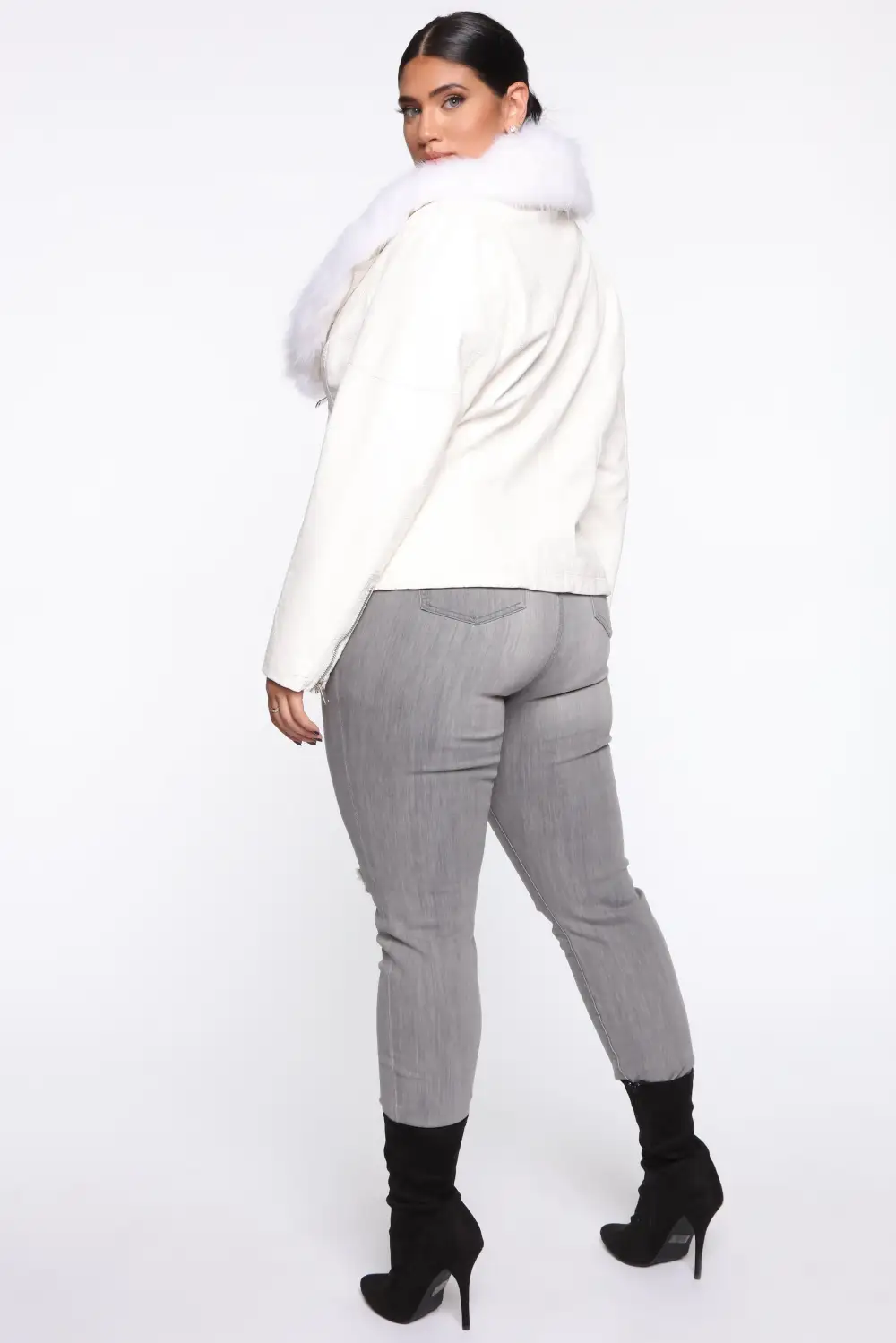 Elsa Faux Leather Jacket - White