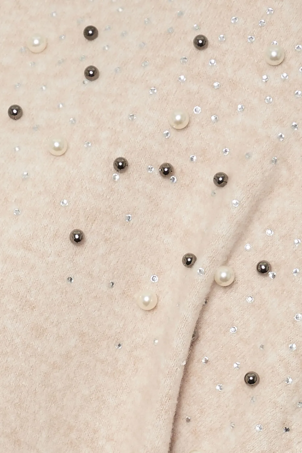 YOURS Curve Natural Brown Pearl Embellished Jumper