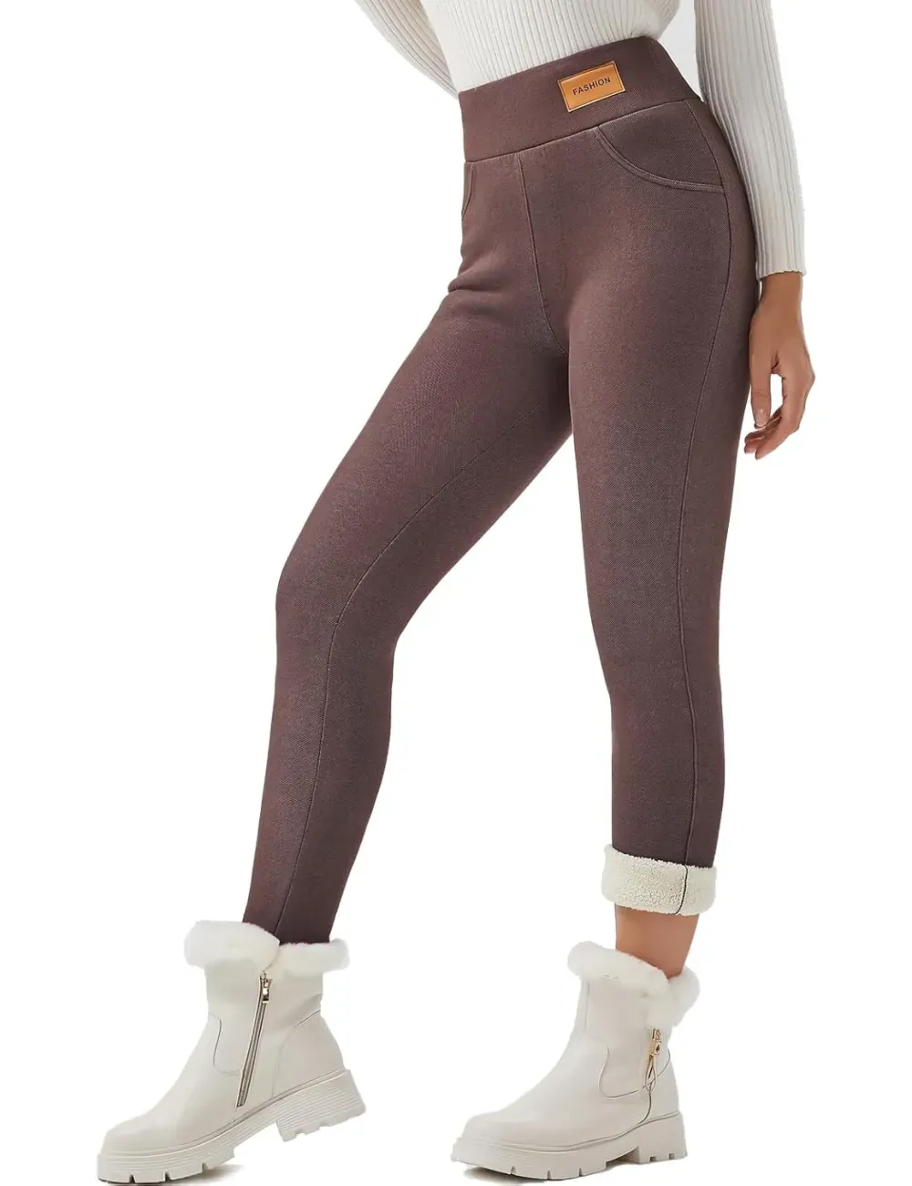 Women Winter Warm Thick Leggings Fleece Lined Stretchy Soft Thermal Sherpa Pants High Waist Tights