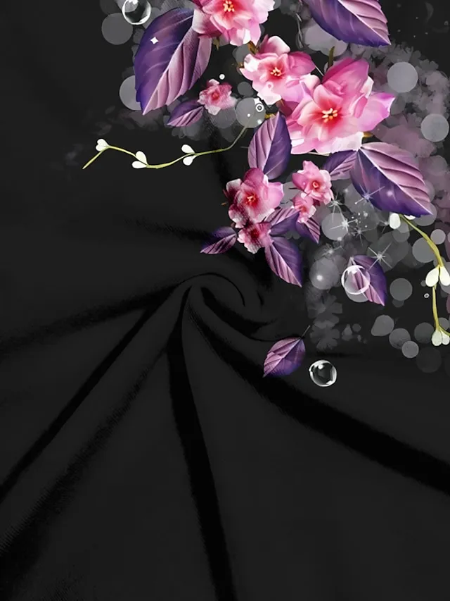 Women's T shirt Tee Yellow Pink Blue Floral Print Short Sleeve Holiday Weekend Basic Round Neck Regular Fit Floral Painting