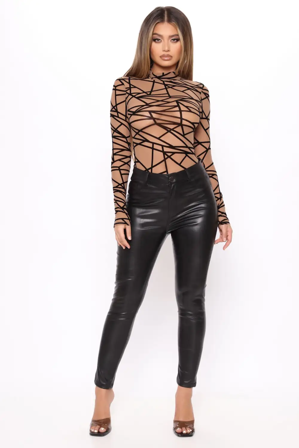 Heartless Mesh Bodysuit - Mocha/combo