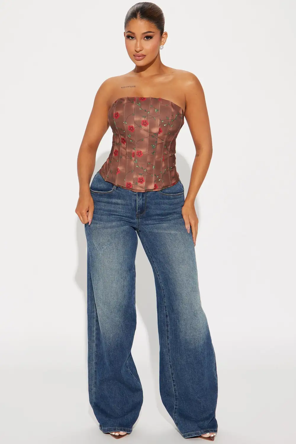 Rose Garden Corset Top - Brown Combo