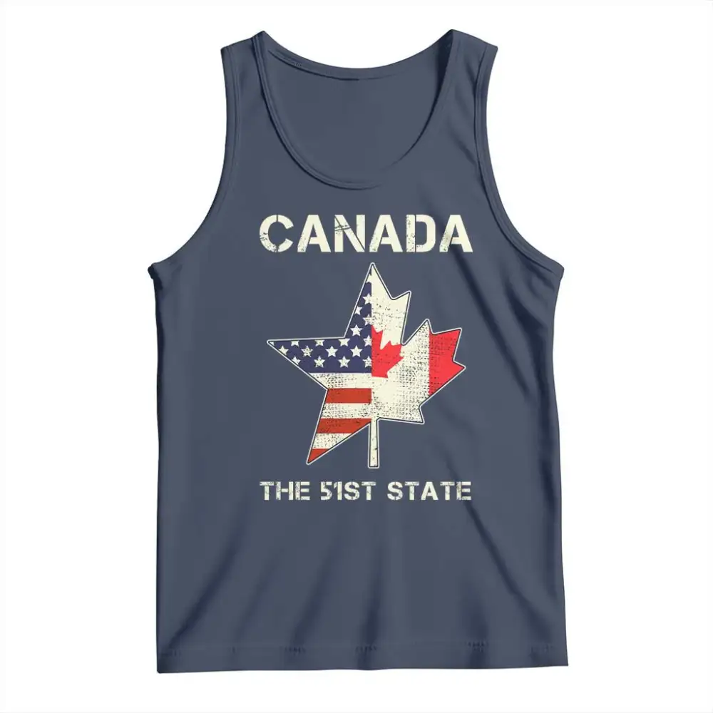 Canada The 51st State Tank Top Maple Canadian American Flag TS09