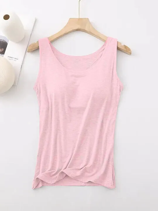 Women's Tank Top with Built-In Bra, Sleeveless Casual Basic Round Neck Regular - 10-Piece Sets