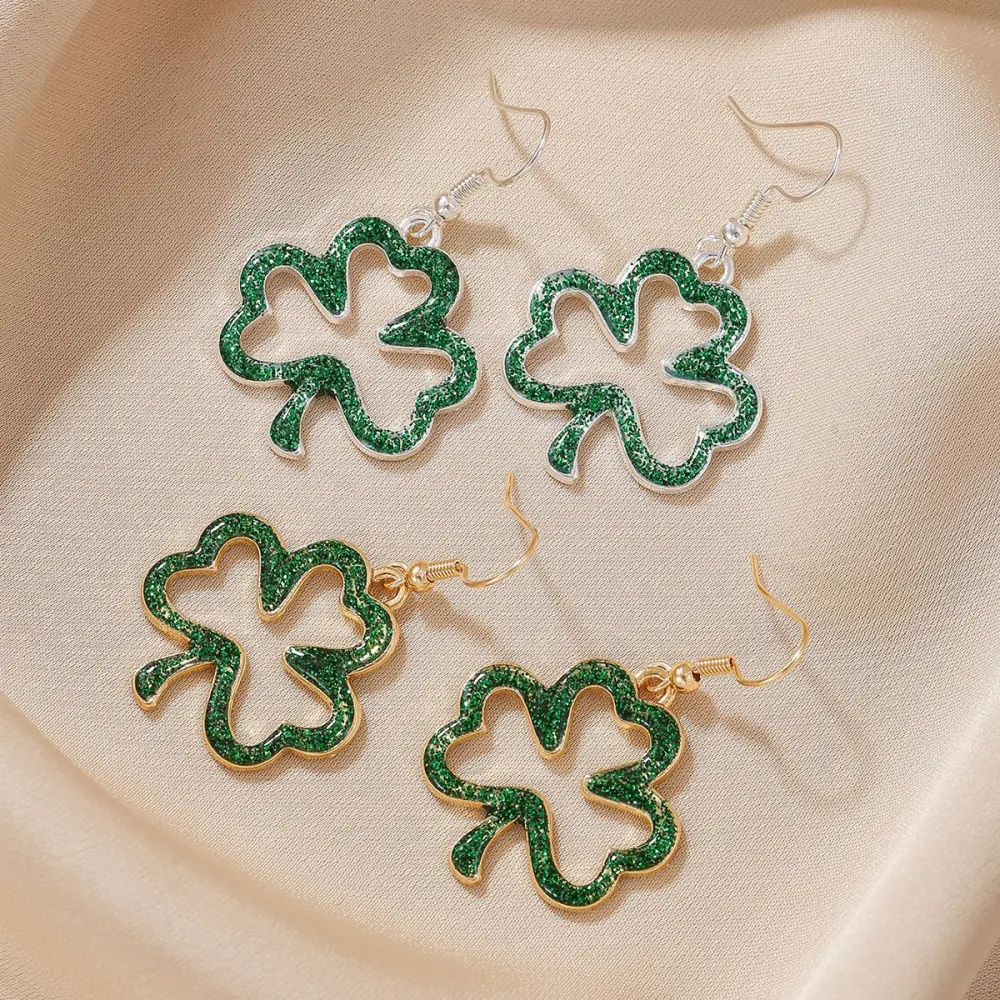 St. Patrick's Day Hollow Green Earrings For Women