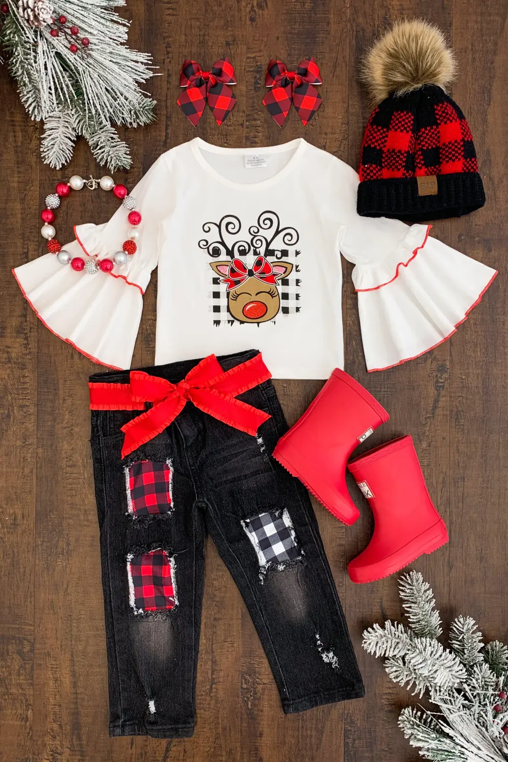 Clarice Reindeer Denim Pant Set