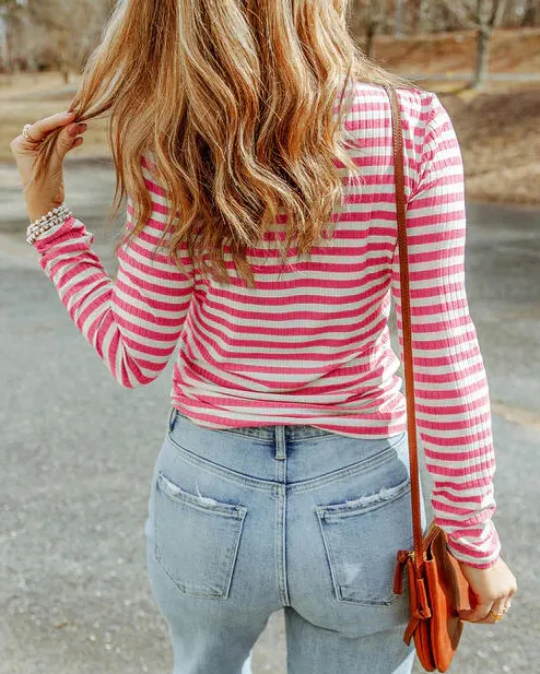 Striped Casual Slim Long-sleeved Sweater