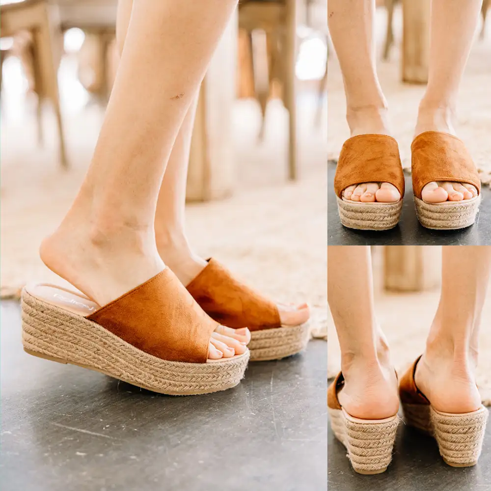 Going Well Tan Brown Espadrille Wedges