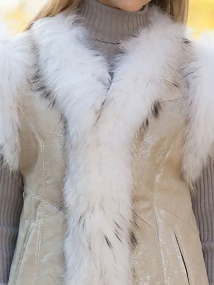 Women Casual Plain Loose Vest With Trim Fur