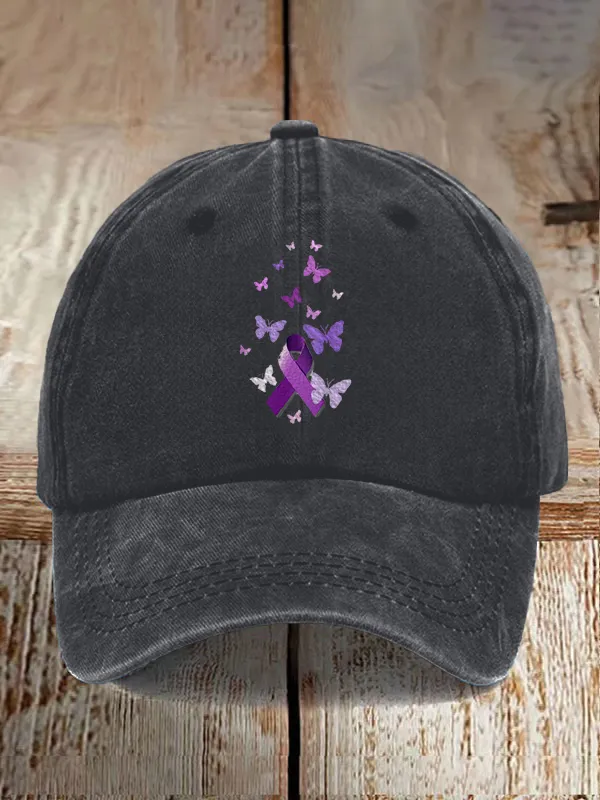 Purple Awareness Ribbon Baseball Caps