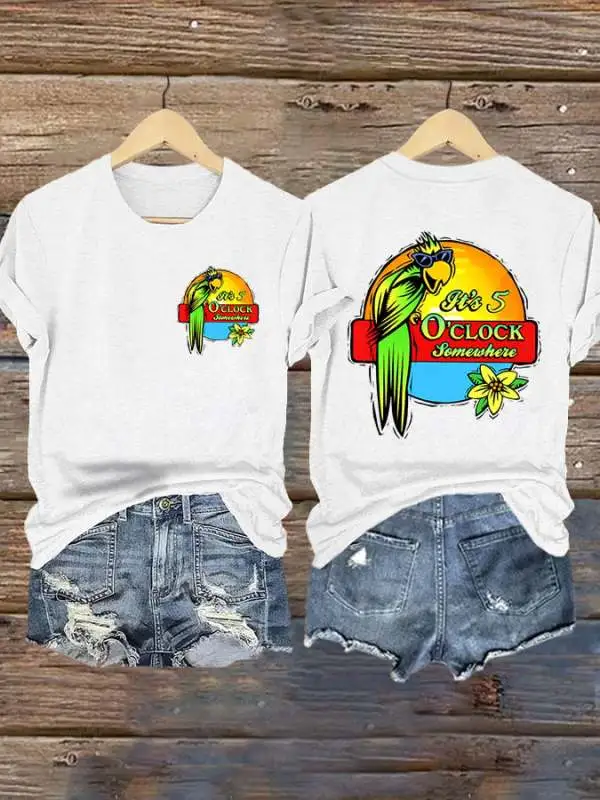 Retro 5 O'clock Print T-Shirt