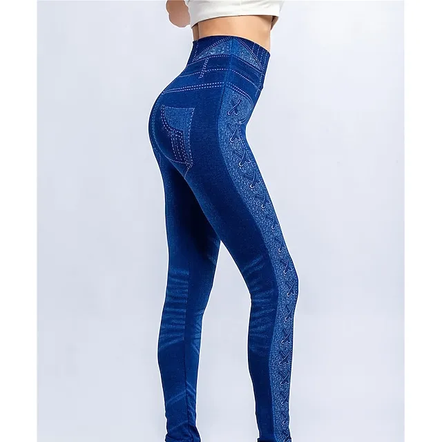 Women's High Elasticity High Waist Athletic Athleisure Black Blue S M Summer Spring