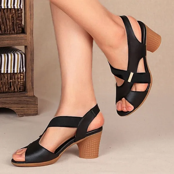 Women's Sandals Block Heel Sandals Ankle Strap Sandals Work Daily Summer Block Heel Low Heel Chunky Heel Peep Toe Vintage Classic Casual PU Leather PU Ankle Strap Solid Color Black Khaki