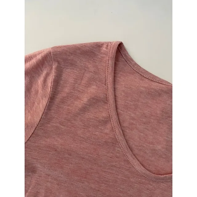 Women's Blouse T shirt Tee Basic Plain Daily V Neck T-shirt Sleeve Regular Summer White Black Blue Purple Dark Red