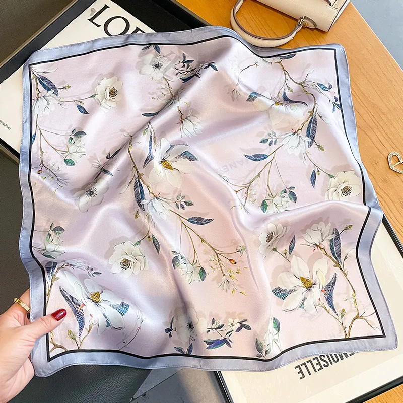 Silk Floral Pattern Elegant Pink Scarf