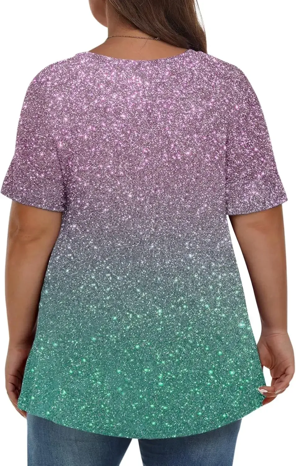 Plus Size Tops for Women Dressy Short Sleeve V Neck Shirts for Women Summer Tops for Women 2024 Floral Print Top