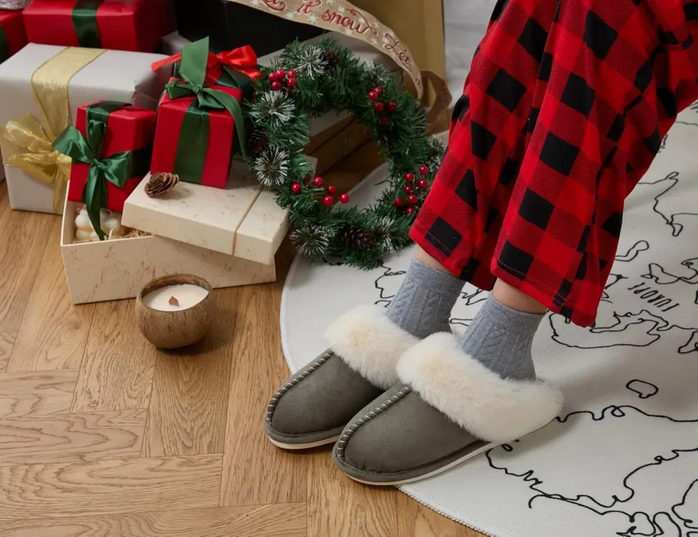 Womens Slipper with Memory Foam Fluffy Soft Warm Slip On House Slippers Anti-Skid Cozy Plush for Indoor Outdoor